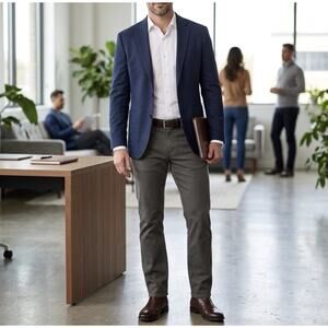 English Laundry 4-Way Stretch Straight Fit Twill Pants, Charcoal Gray 38x32